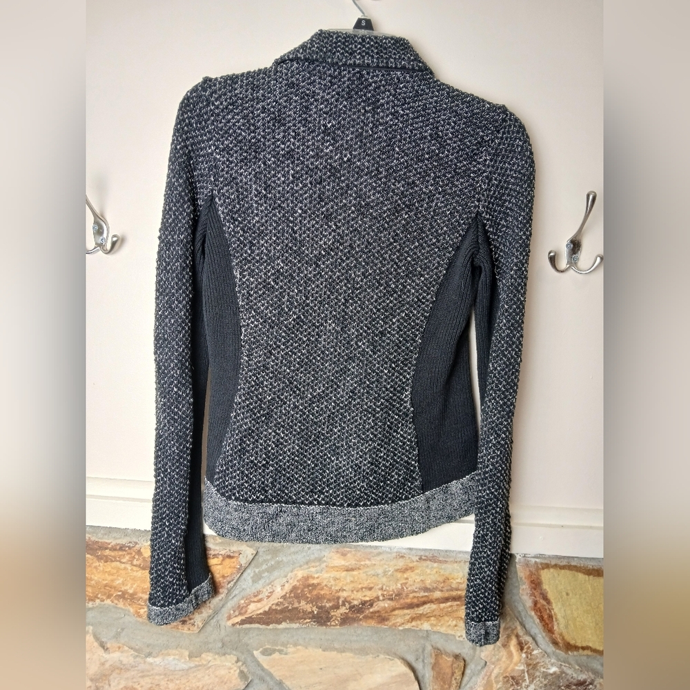 🍂 Rag & Bone Grey & Black Knitted & Fitted Zip up Jacket with flared collar XS - Picture 10 of 12